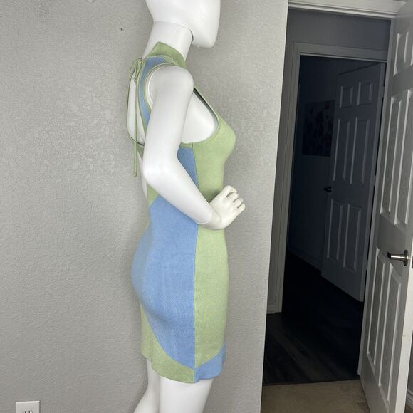 Verge Girl Size 8 Wavy Colorblock Knit Mini Bodycon Dress Retro - Picture 6 of 8
